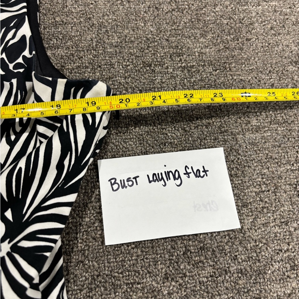 Jones NY Black & White Print Dress 14 Plus Sweetheart Neck Ruched Waist - Picture 8 of 10